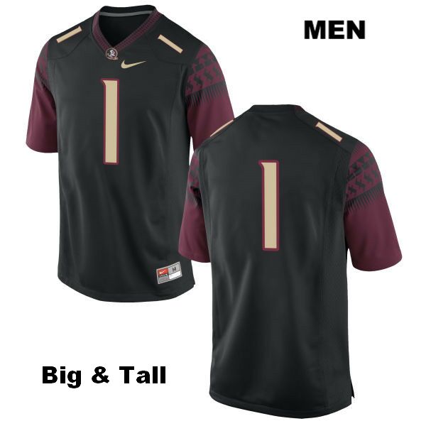 Men's NCAA Nike Florida State Seminoles #1 Levonta Taylor College Big & Tall No Name Black Stitched Authentic Football Jersey GBF5169ND